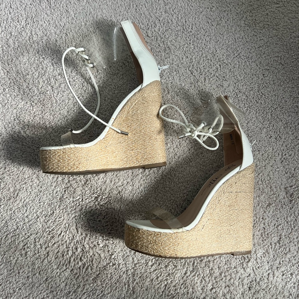 Elegant White Wedge Sandals